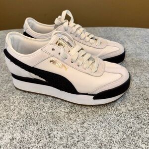 Puma Women's White and Black Platform Sneakers
